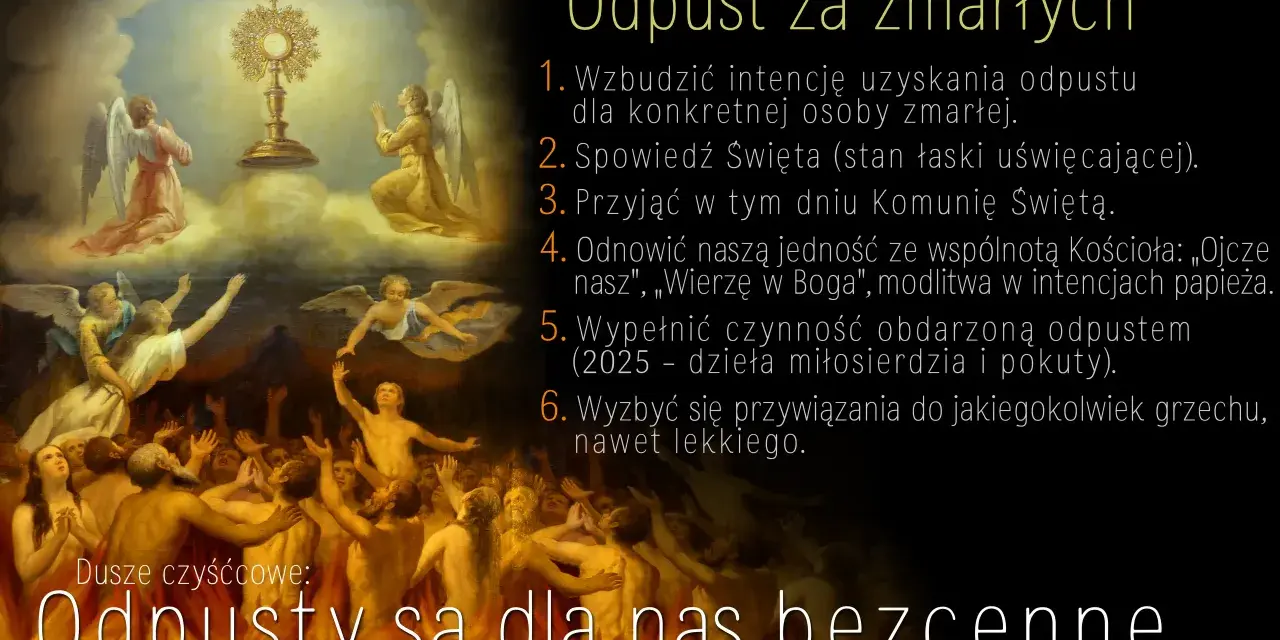 Aniołowie i dusze w niebie adorują monstrancję. Obraz symbolizuje modlitwę, która zawsze zostaje wysłuchana, niosąc ulgę duszom czyśćcowym.