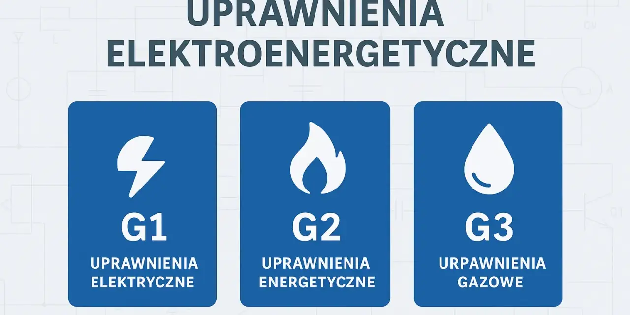 Trzy kategorie uprawnień: G1 elektryczne, G2 energetyczne, G3 gazowe.