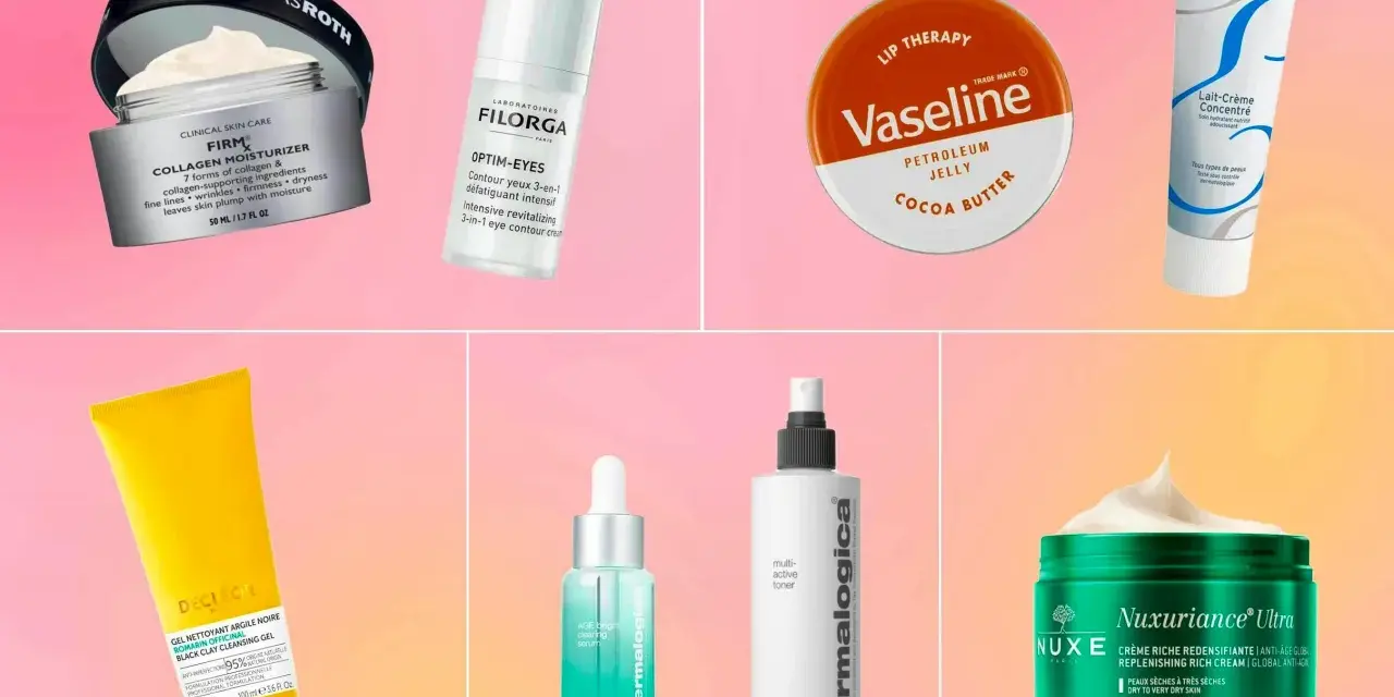 Hudvårdsprodukter som Peter Thomas Roth, Filorga, Vaseline, Embryolisse, Decleor, Dermalogica och Nuxe. Dessa produkter hjälper till att återfukta och vårda hudens lager.