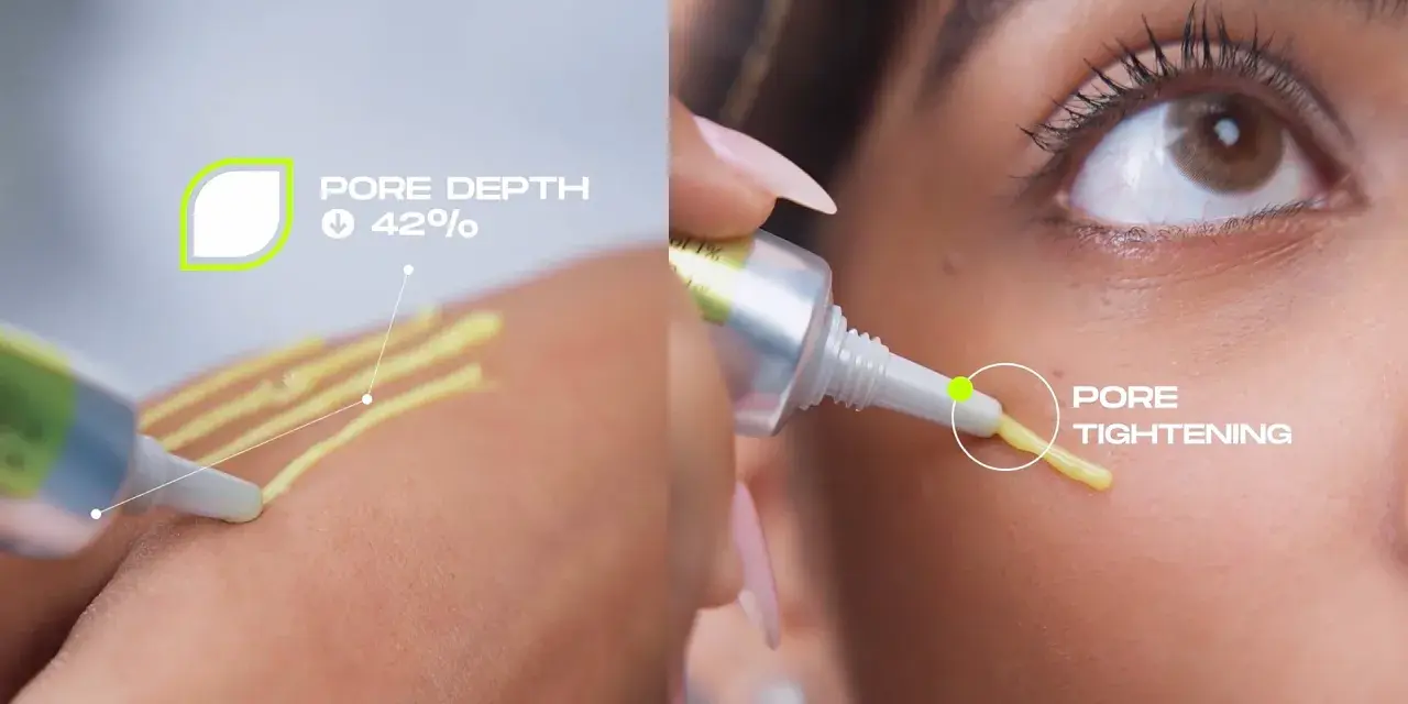 Aplikacja serum na twarz, redukcja porów o 42%. To jest retinalny celimax dla Twojej skóry.