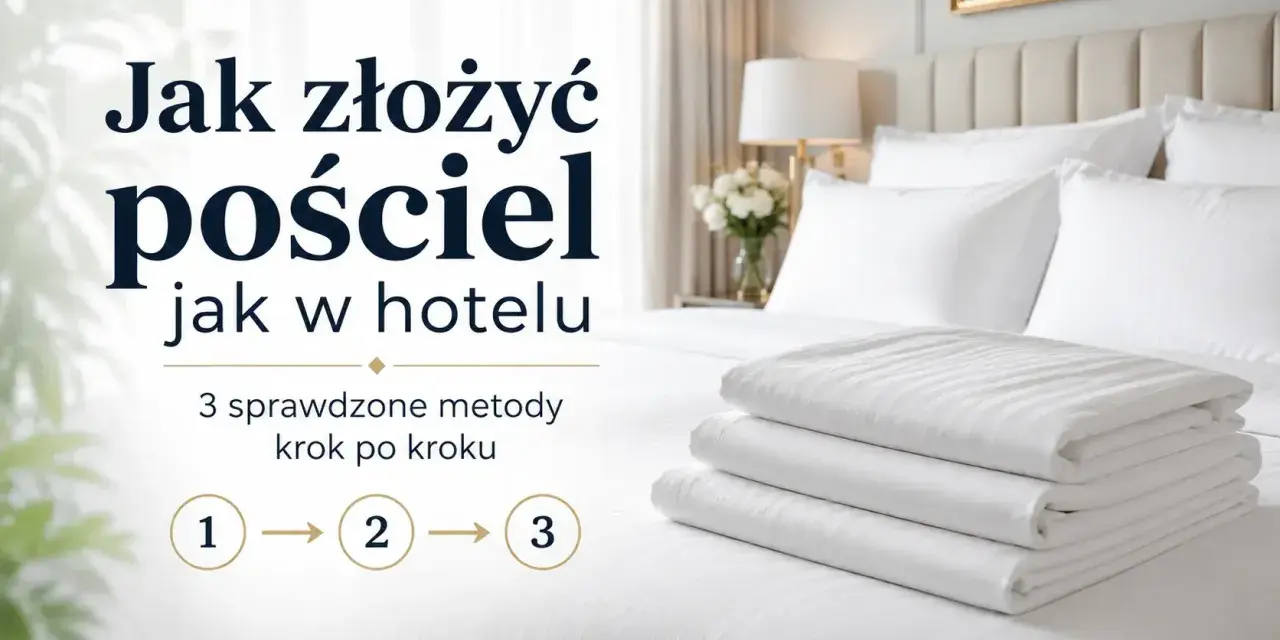 Jak złożyć pościel jak w hotelu? 3 sprawdzone metody krok po kroku. Stos białej, prążkowanej pościeli na hotelowym łóżku.