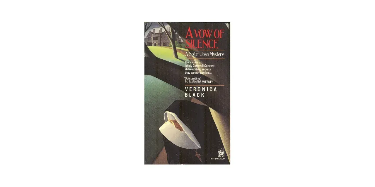 Book cover: "A Vow of Silence" by Veronica Black. A nun in a black habit with a white wimple. The story explores how long do monks take a vow of silence.