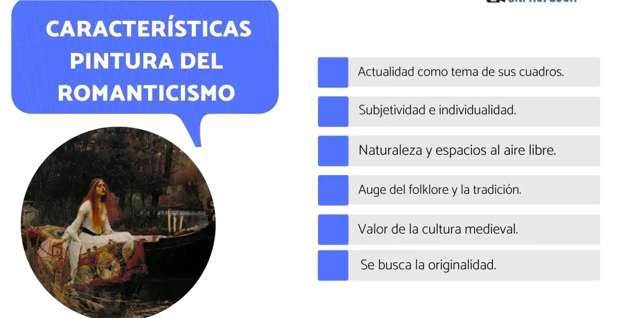 Una mujer pelirroja en un bote, rodeada de naturaleza, representa las características de los cuadros del romanticismo: subjetividad, naturaleza y la cultura medieval.