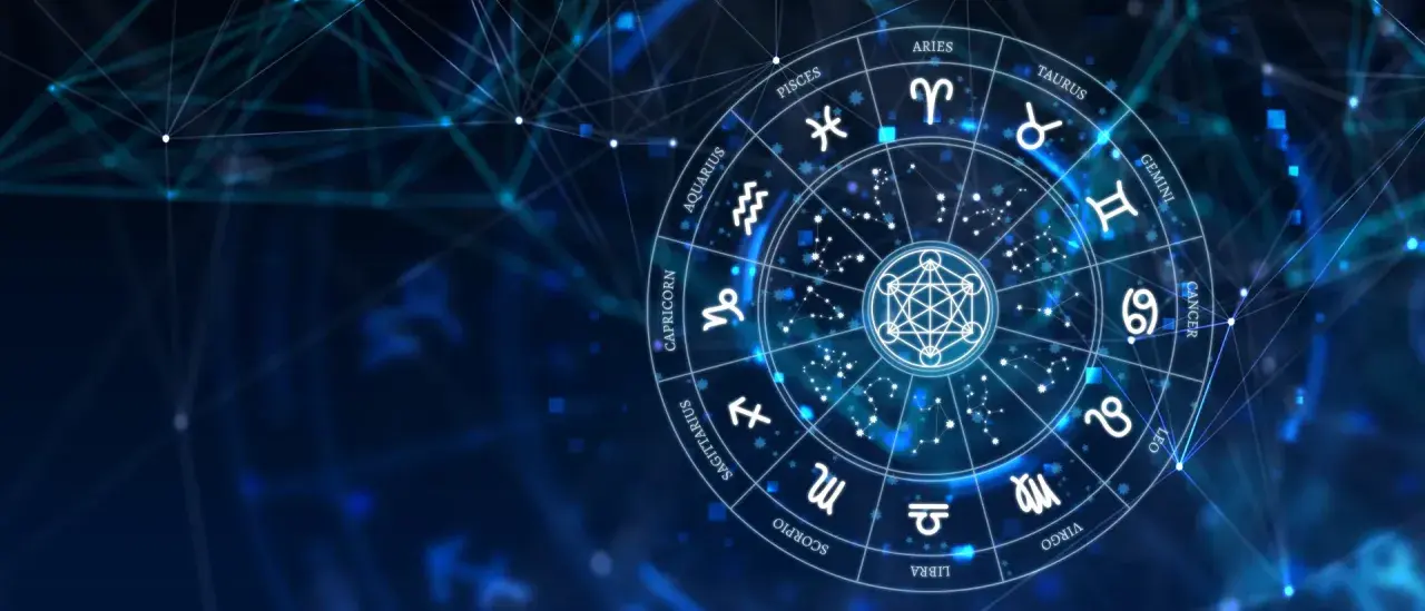 Koło zodiaku z symbolami gwiazd i konstelacjami. 31 grudnia to znak zodiaku Koziorożec, symbolizujący ambicję i determinację.