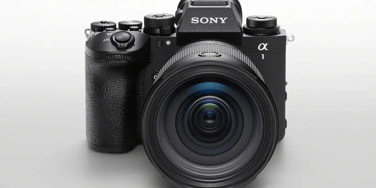 Profesjonalny aparat Sony alfa 1 z obiektywem.