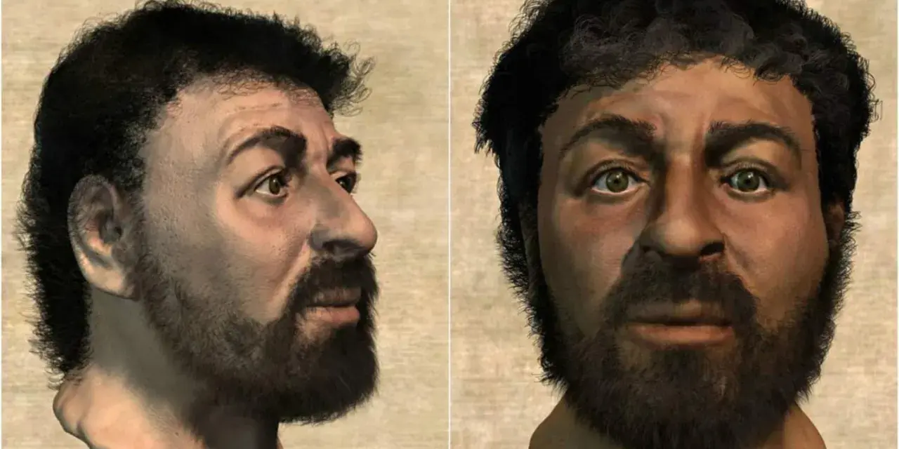 Rekonstruktion des Gesichts Jesu, basierend auf historischen und anthropologischen Erkenntnissen. Die Frage, wie alt wurde Jesus, bleibt ein Rätsel.