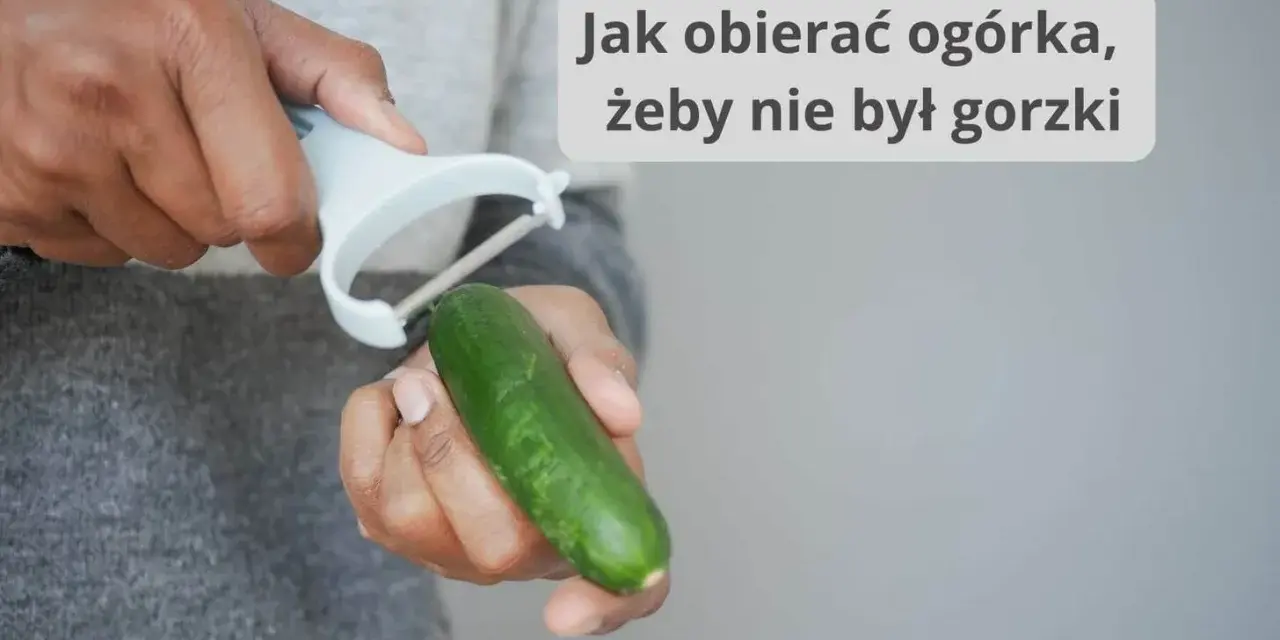 Dłonie obierają ogórka obieraczką. Dowiedz się, od której strony obierać ogórka, by nie był gorzki.
