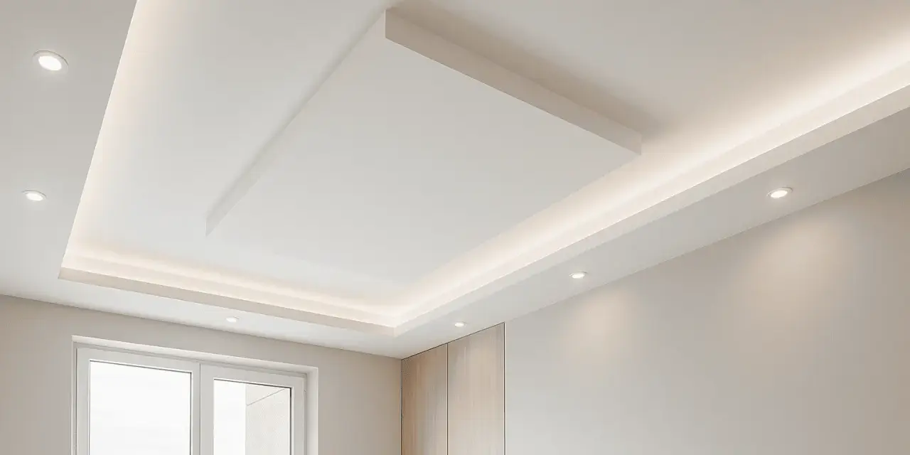 Soffitto in cartongesso con illuminazione a led integrata, un'idea moderna per la cucina.