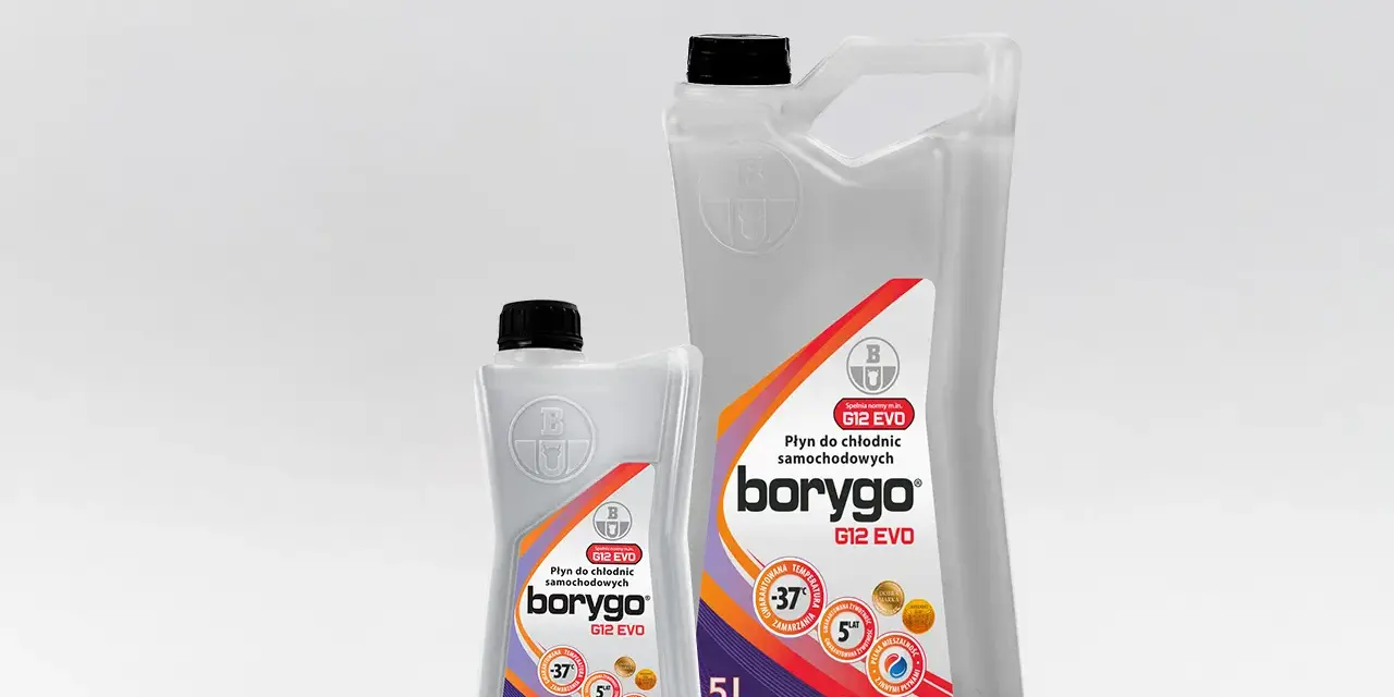 Płyn chłodniczy G12++ borygo EVO w opakowaniach 1L i 5L. Gwarantowana ochrona do -37°C.