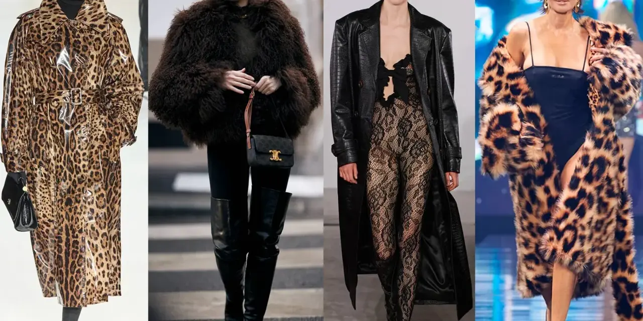 Estilos audaces: abrigos de leopardo, pieles oscuras y encaje negro, un look de mob wife.