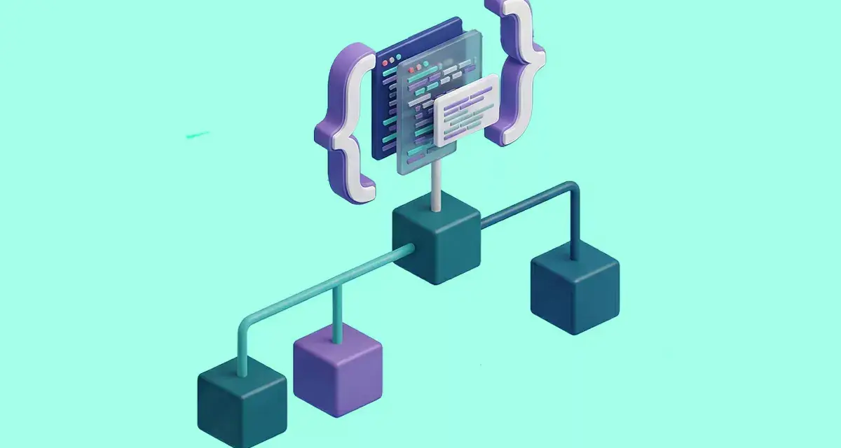 Abstrakte Darstellung von Code-Blöcken und Verbindungen, die **structured data** symbolisieren.