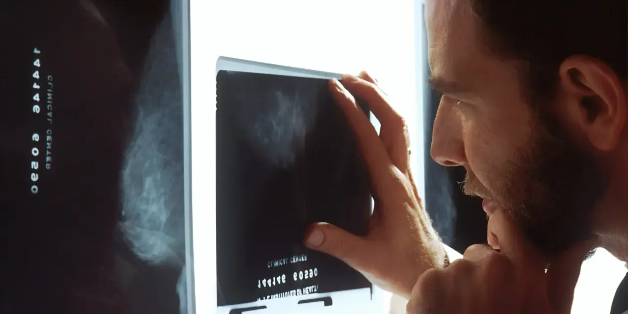 Lekarz analizuje mammografię, szukając oznak raka.