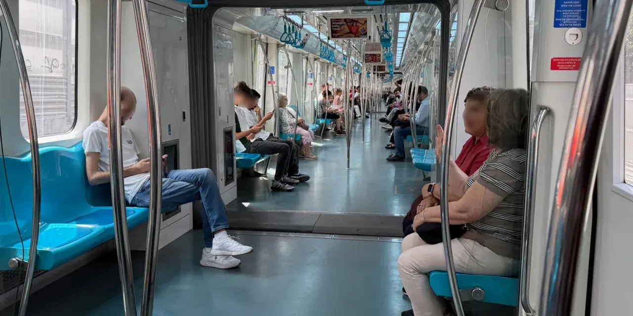 Passengers ride the Bosphorus Express metro, enjoying a comfortable journey through the city.