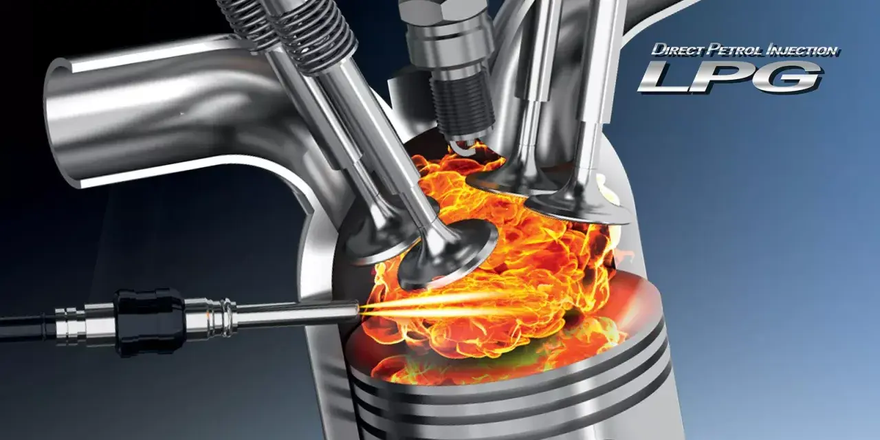 Wtrysk bezpośredni LPG w cylindrze silnika, gdzie płomień zapala mieszankę paliwowo-powietrzną.