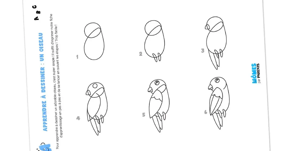 Apprenez à faire un dessin oiseau sur une branche facile en suivant ces 6 étapes simples. Un guide ludique pour les enfants.
