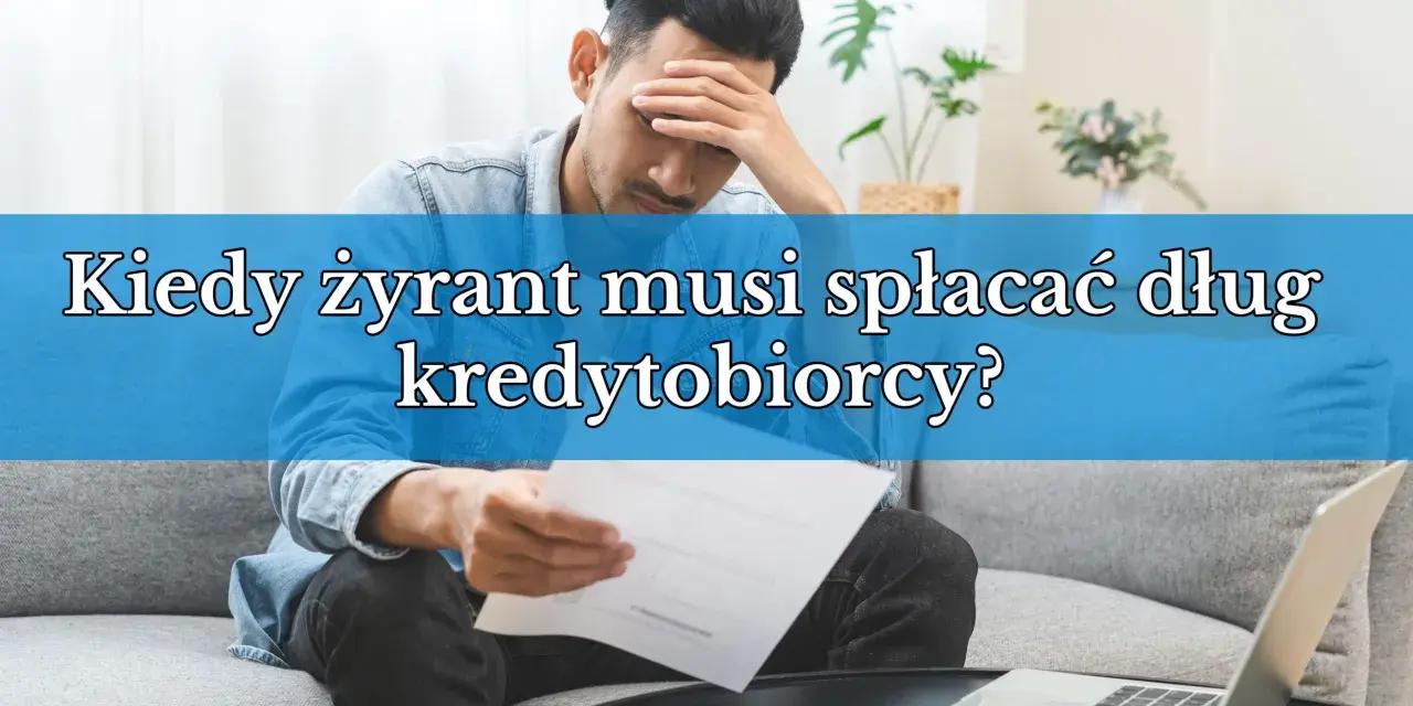 Zmartwiony mężczyzna z dokumentami i kalkulatorem. Kiedy żyrant musi spłacać dług kredytobiorcy?