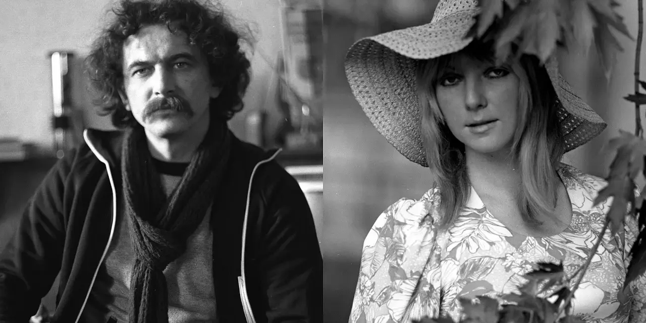 Krzysztof Jasiński z burzą włosów i wąsem, obok Magdalena Jasińska, córka Krzysztofa, w letniej sukience i kapeluszu.