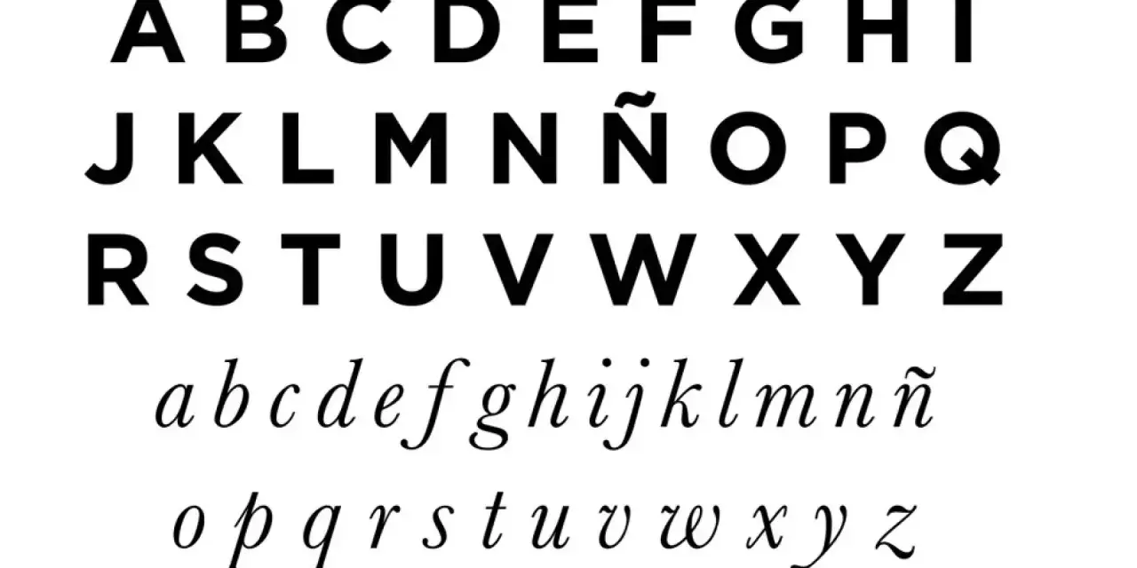 El abecedario español completo, con mayúsculas y minúsculas, muestra cuantas letras tiene el abecedario español.