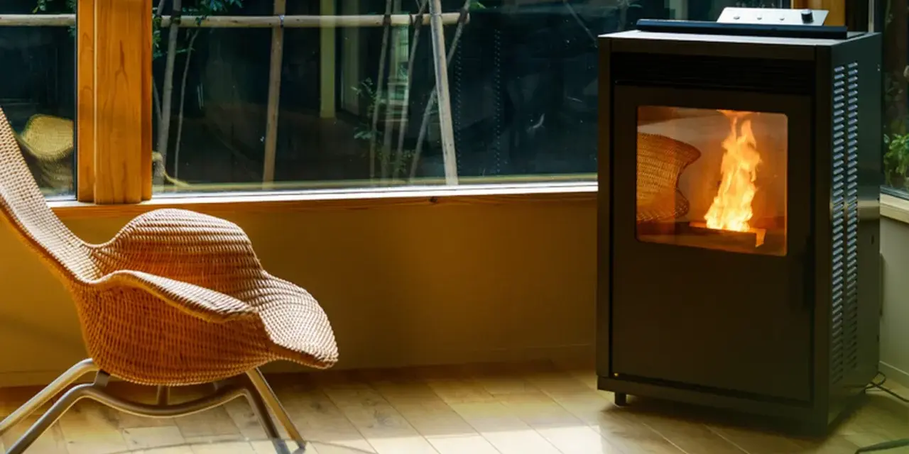 Stufa a pellet moderna con fiamma viva. La sonda ambiente stufa a pellet dove posizionare è fondamentale per un comfort ottimale.