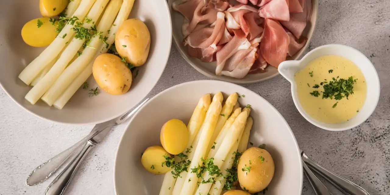 Spargel mit Kartoffeln, Schinken und Sauce Hollandaise – klassisch, was passt zu Spargel!