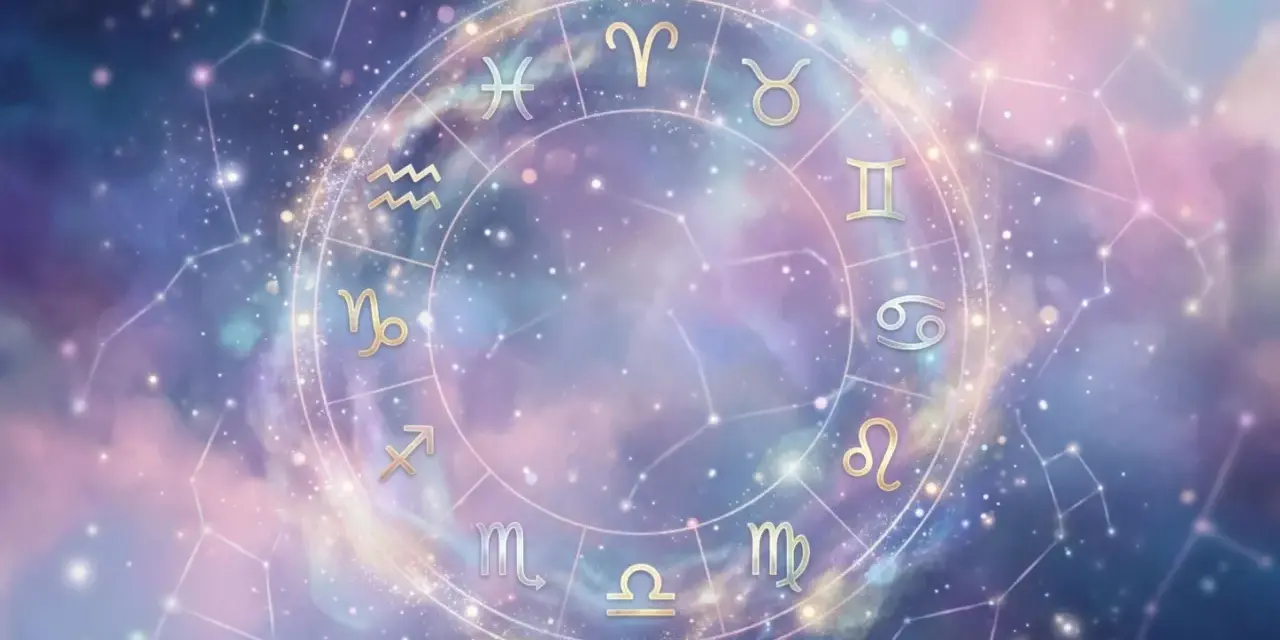 Złoty krąg zodiaku na tle kosmicznego nieba. Sprawdź swój wodnik horoskop dzienny i odkryj, co gwiazdy przygotowały dla Ciebie.