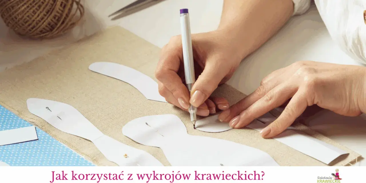 Rysowanie na tkaninie przy użyciu szablonu krawieckiego.
