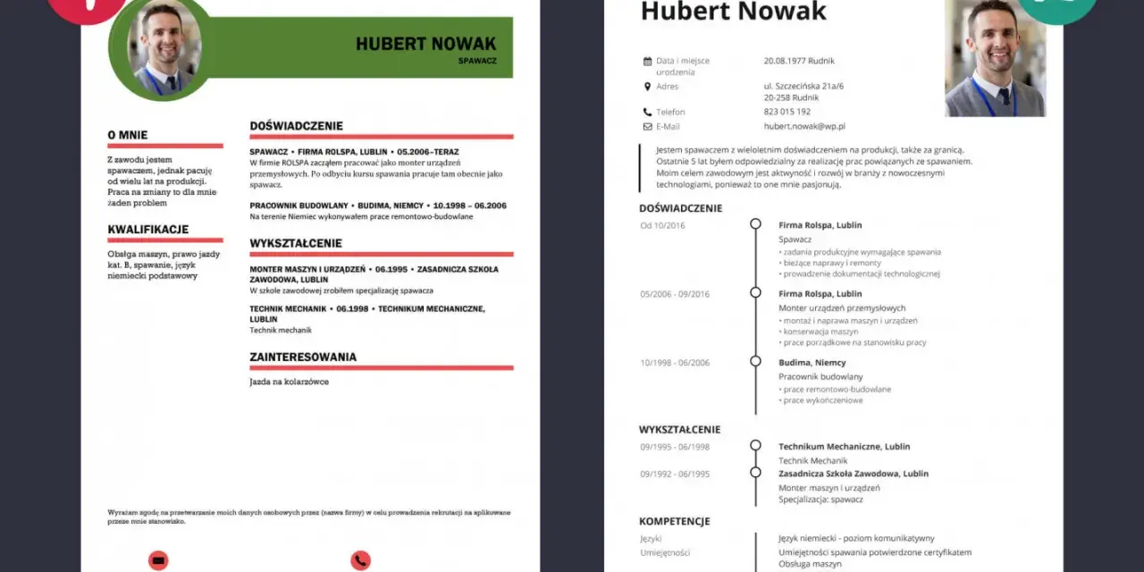 CV spawacz Hubert Nowak: doświadczenie w spawaniu i budowlance, kwalifikacje, wykształcenie.
