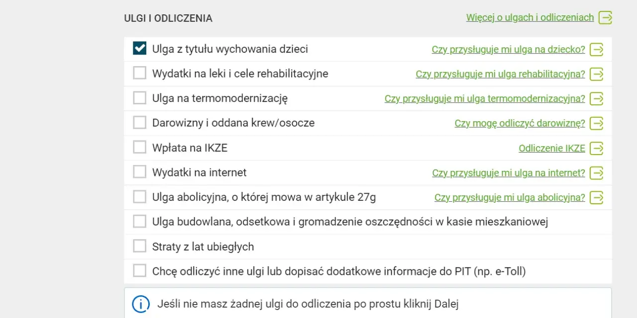 Ulga z tytułu wychowania dzieci, wydatki na leki, termomodernizację, darowizny, IKZE, internet, ulga abolicyjna, budowlana, straty z lat ubiegłych – to ulga dla młodych i nie tylko.