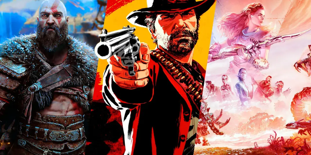 Kratos, un pistolero del oeste y Aloy, protagonistas de juegos con mejores gráficos.