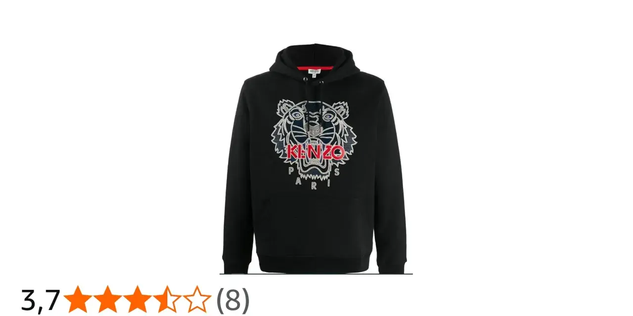 Czarna bluza z kapturem Kenzo z wyrazistym, haftowanym tygrysem i logo marki.