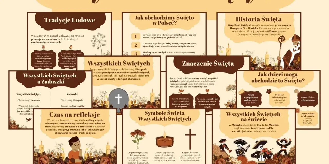 Wszystkich Świętych: 1 listopada obchodzimy święto ku czci wszystkich świętych. To czas pamięci, refleksji i szacunku dla zmarłych.
