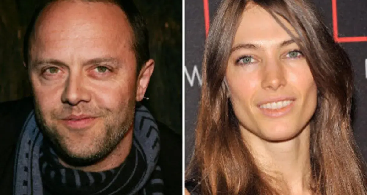 Lars Ulrich i jego żona, Jessica Miller, uśmiechają się do obiektywu.