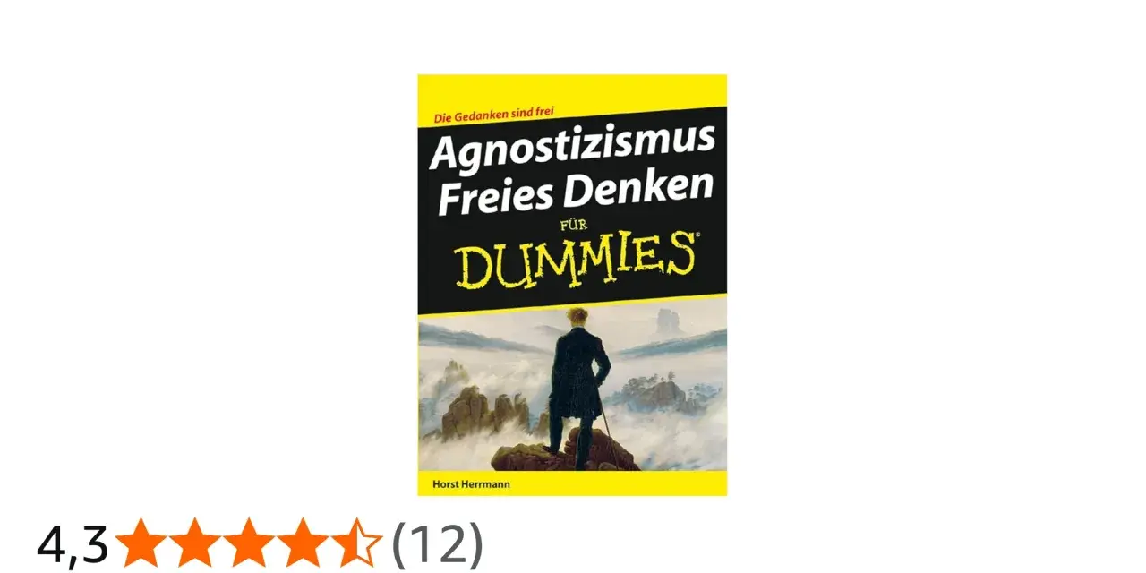 Buchcover "Agnostizismus Freies Denken für Dummies". Ein Mann steht auf einem Felsen und blickt in eine nebelverhangene Landschaft.