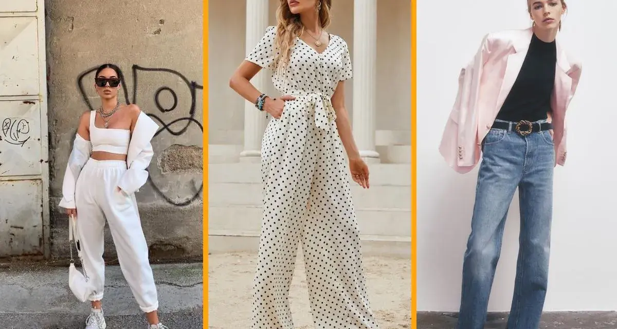 Tres looks para un estilo primaveral: blanco total, estampado de lunares y blazer rosa con jeans.