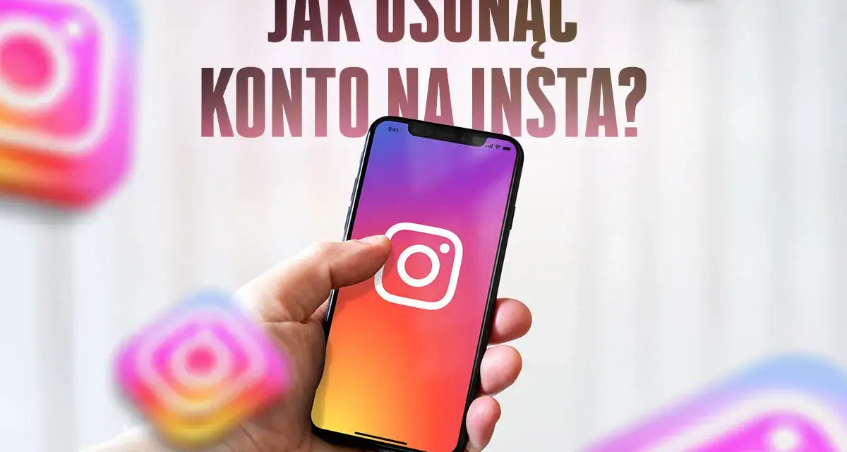 Chcesz wiedzieć, jak usunąć konto na Insta? Na ekranie telefonu widać ikonę Instagrama, a wokół niej inne, rozmyte loga.