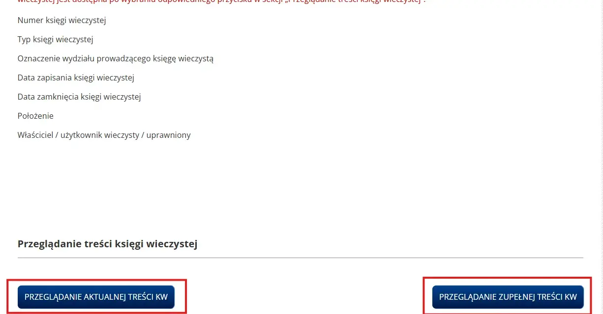 Wynik wyszukiwania księgi wieczystej. Dowiedz się, jak znaleźć numer księgi wieczystej, przeglądając jej aktualną lub zupełną treść.