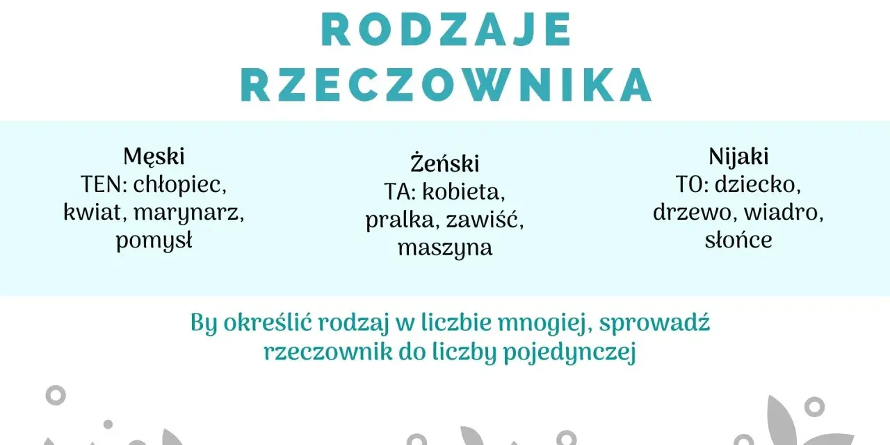 Rodzaje rzeczownika: męski (ten), żeński (ta), nijaki (to). Jakie pytania pomogą określić rodzaj?