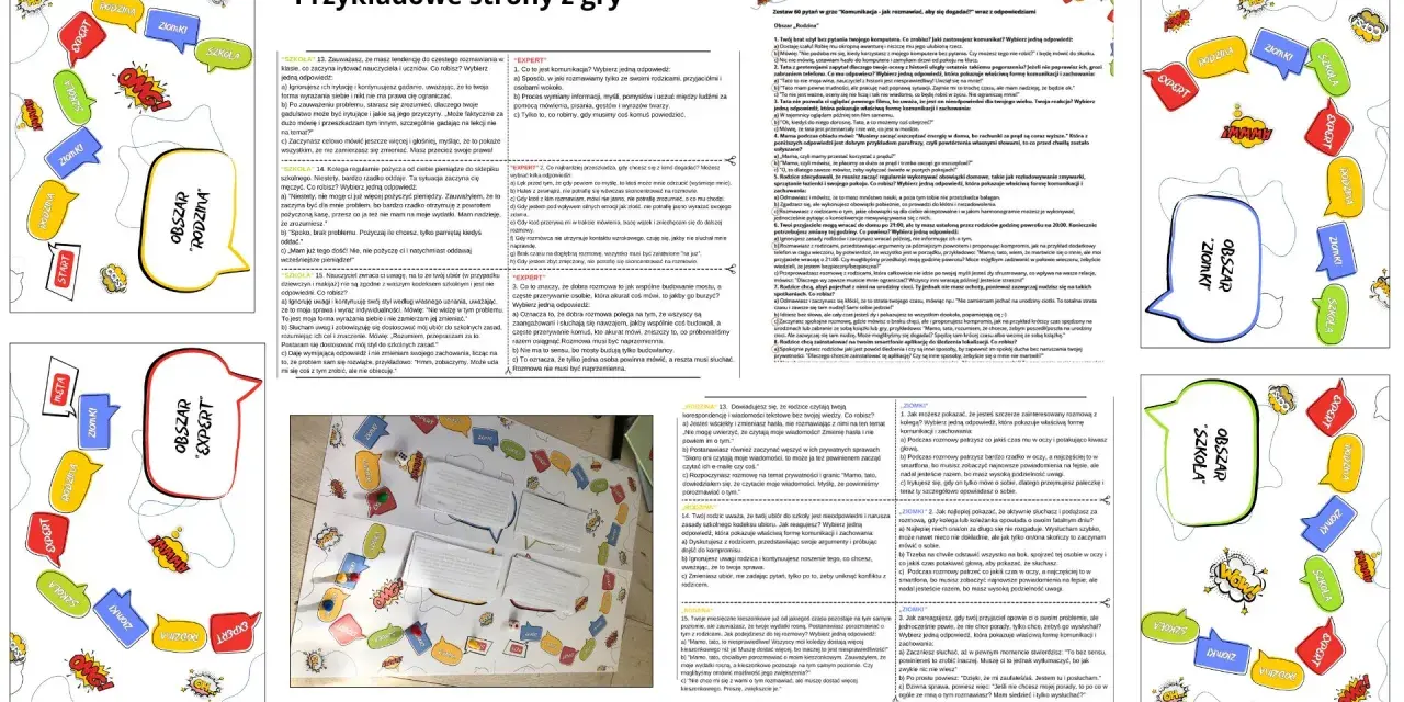 Karty pracy komunikacja interpersonalna. Gra planszowa z pytaniami i odpowiedziami.