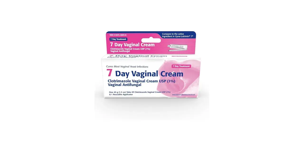 Opakowanie kremu dopochwowego Clotrimazole Vaginal Cream USP (1%) na 7 dni leczenia.