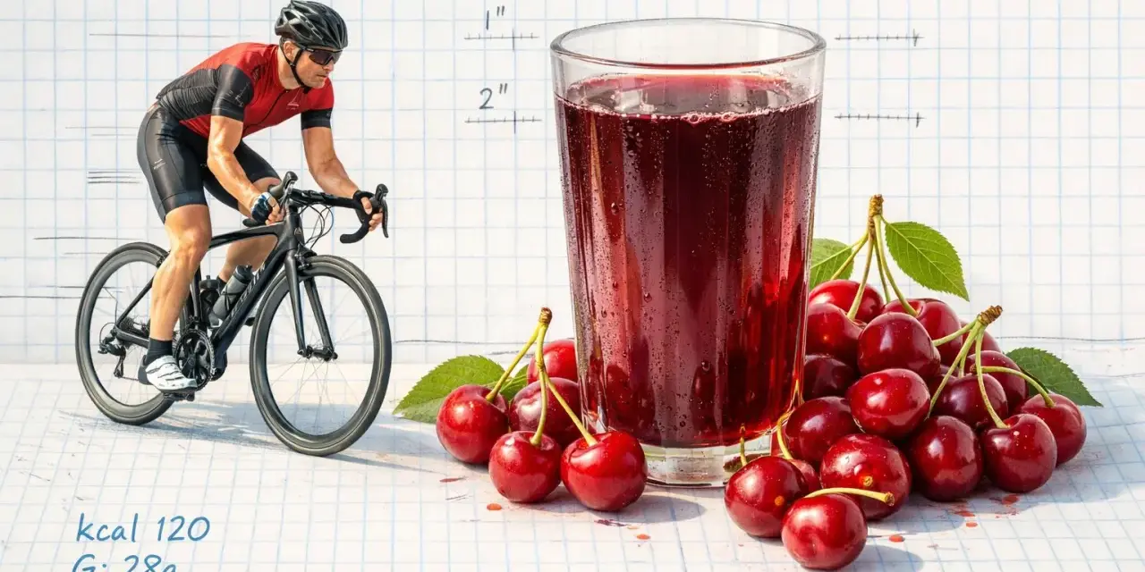 Cycliste buvant du jus de cerise, découvrez les jus de cerise bienfaits pour la récupération sportive.
