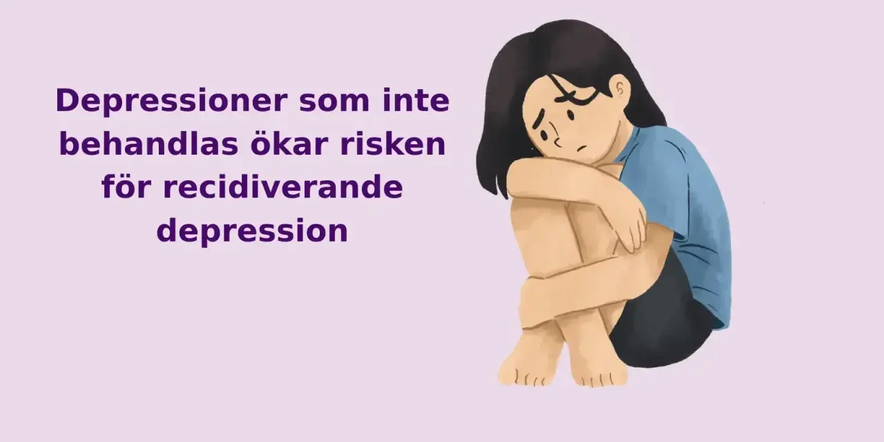 En flicka sitter hopkrupen, symboliserande hur obehandlad depression kan leda till långvarig depression och återfall.
