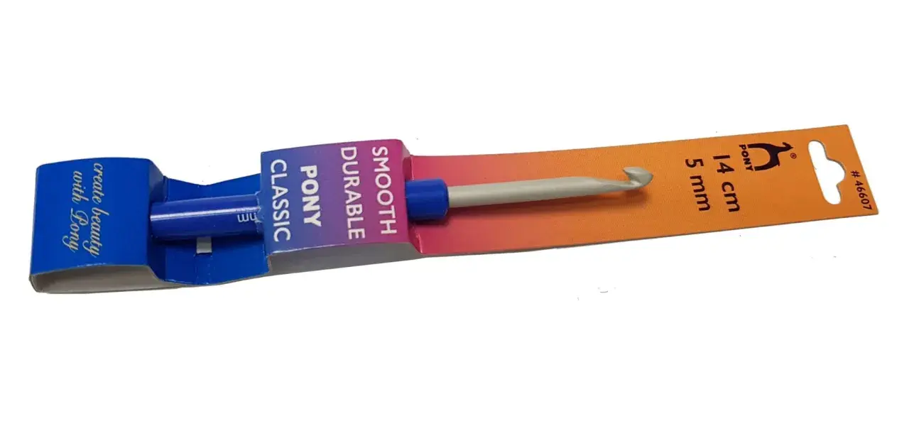 Szydełko Pony Classic 5 mm, idealne do sznurka 3mm. Gładkie i wytrzymałe, 14 cm długości.