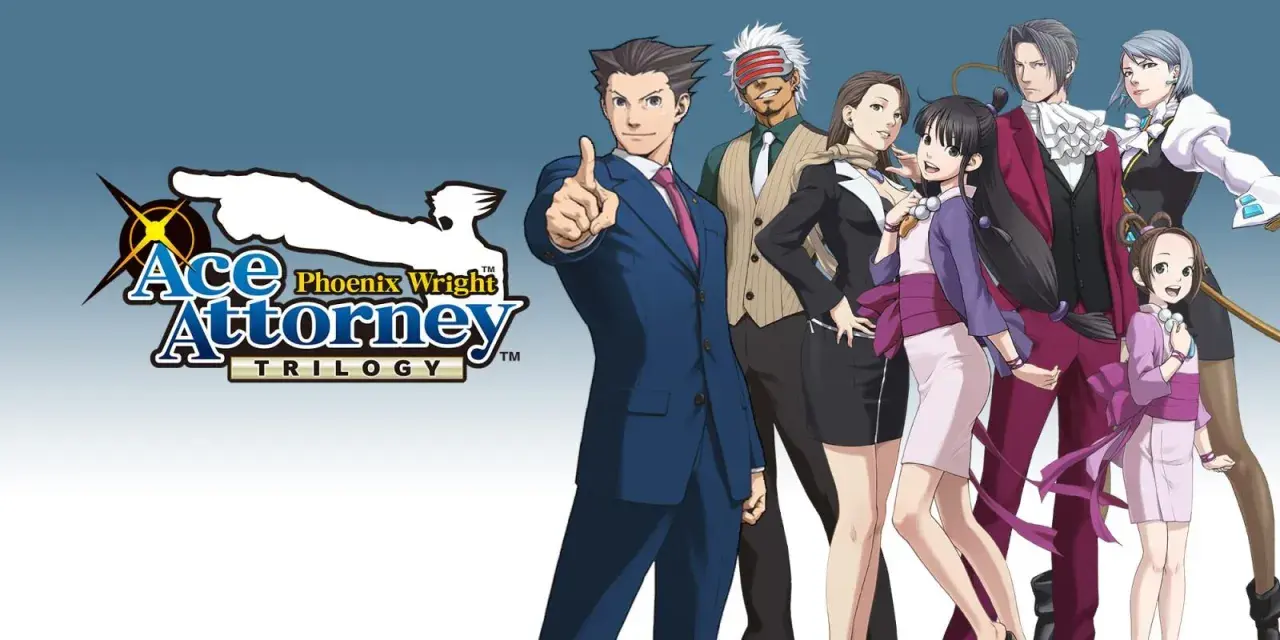 El elenco de Ace Attorney Trilogy, con Phoenix Wright listo para un nuevo caso. ¡Esperando Ace Attorney 7!