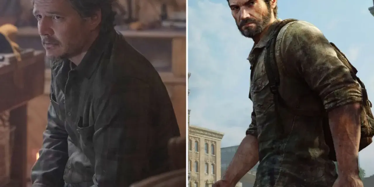 Joel Miller, un hombre curtido, mira con determinación. A su lado, una versión del videojuego, listo para la acción.
