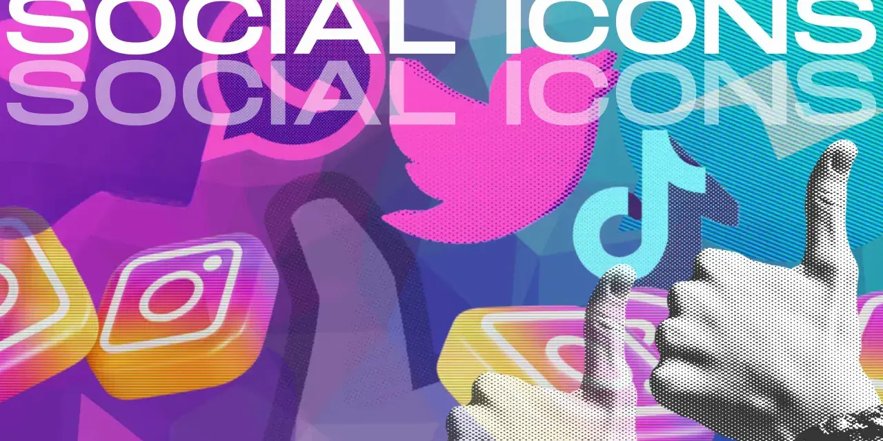 Collage mit Social-Media-Logos (Instagram, Twitter, TikTok) und Daumen-hoch-Gesten.