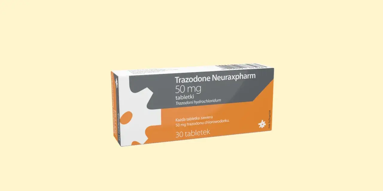 Opakowanie leku Trazodone Neuraxpharm 50 mg, zawierające 30 tabletek.