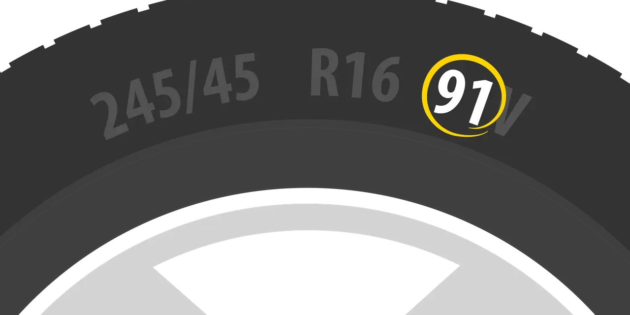 Dettaglio di uno pneumatico con misure 245/45 R16 e indice di carico 97. Capire cosa significa XL sulle gomme è fondamentale per la sicurezza.