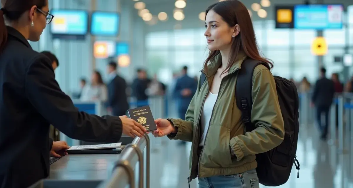 Une jeune femme remet son passeport à un agent à l'aéroport. Faut-il un passeport pour aller à Majorque ? La réponse dépend de votre nationalité.