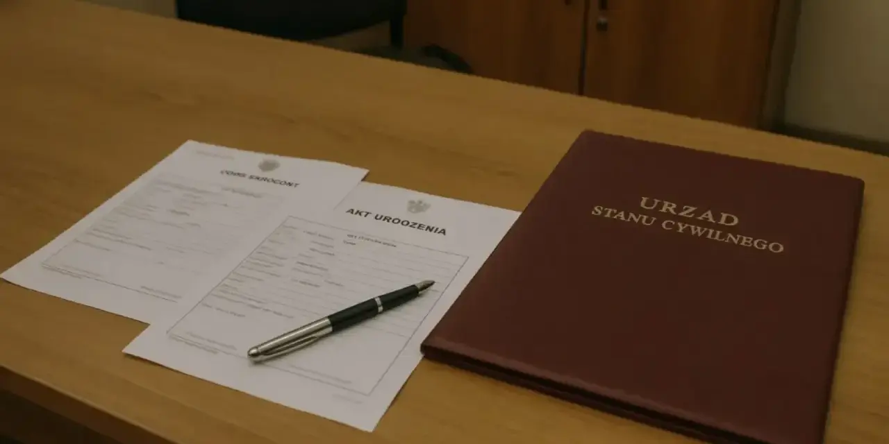 Dokumenty z USC do ślubu kościelnego: akt urodzenia, skrócony odpis aktu urodzenia i księga USC.