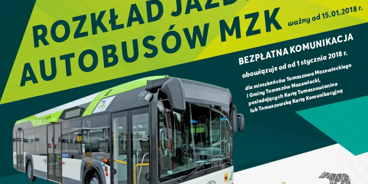 Rozkład jazdy autobusów MZK Tomaszów Mazowiecki. Bezpłatna komunikacja od 1.01.2018 dla mieszkańców.
